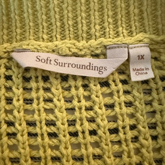 Soft Surroundings Chartreuse Fishnet Tunic Sweater and Pants - Picture 2 of 10